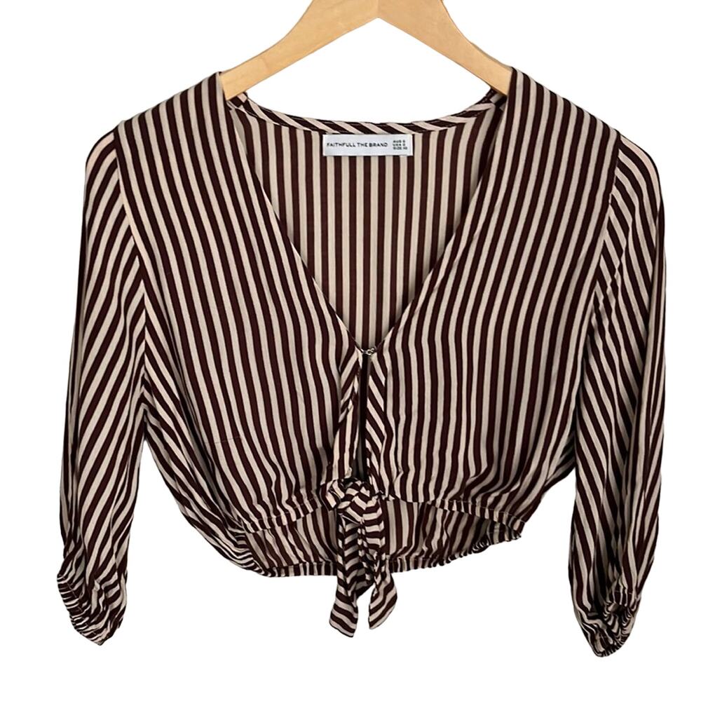 Faithfull The Brand Front Tie Striped Crop Size 2